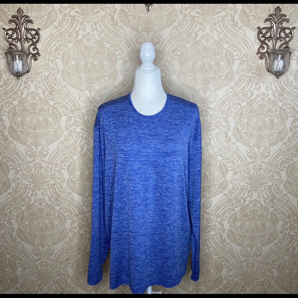 Women's Heather Blue Long Sleeve Fitted Shirt